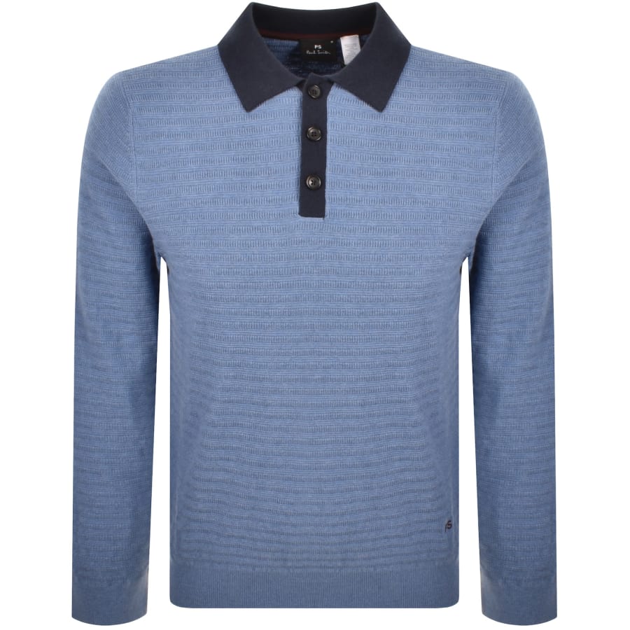 Image number 1 for Paul Smith Knit Polo T Shirt Blue