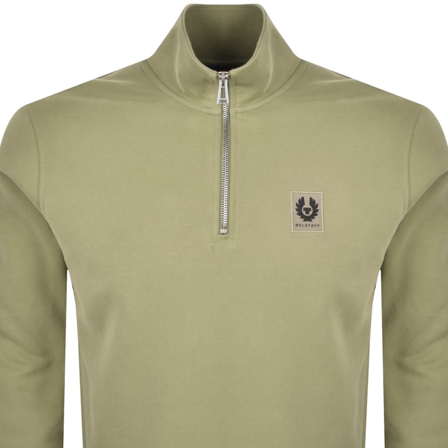 Image number 2 for Belstaff Quarter Zip Sweatshirt Fatigue Green