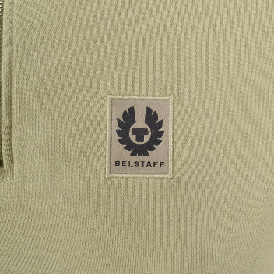 Image number 3 for Belstaff Quarter Zip Sweatshirt Fatigue Green