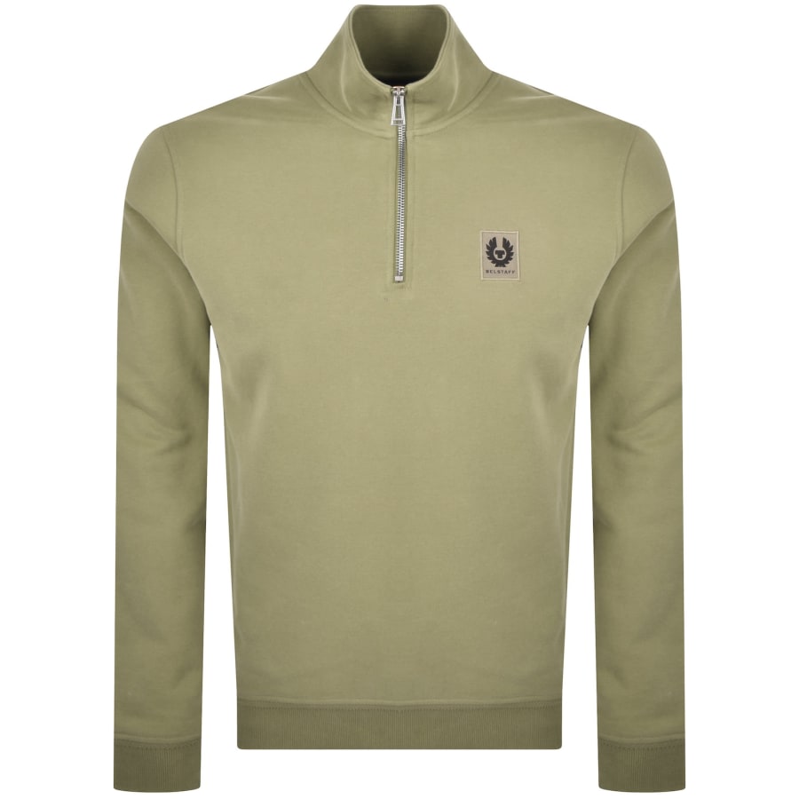 Image number 1 for Belstaff Quarter Zip Sweatshirt Fatigue Green