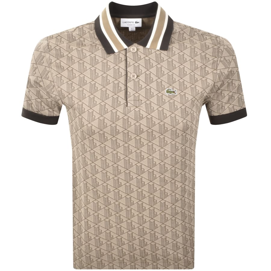 Image number 1 for Lacoste Logo Polo T Shirt Beige