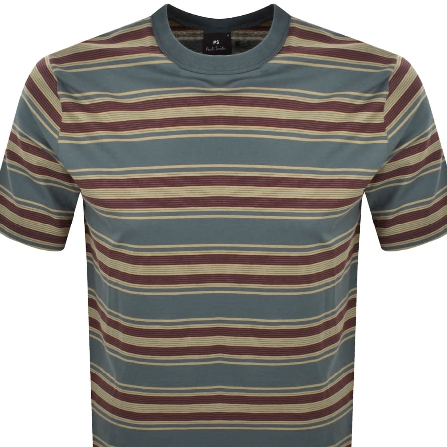 Image number 2 for Paul Smith Stripe Logo T Shirt Blue