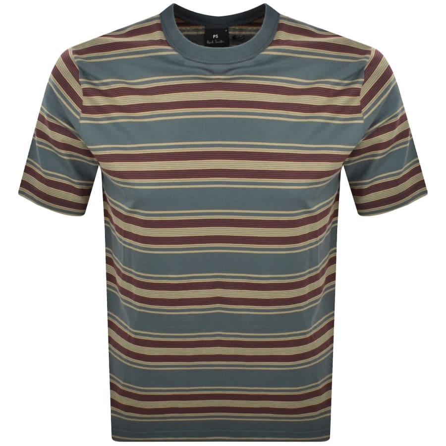 Image number 1 for Paul Smith Stripe Logo T Shirt Blue