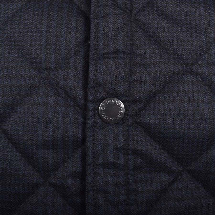 Image number 3 for Barbour Checked Liddesdale Quilted Jacket Navy
