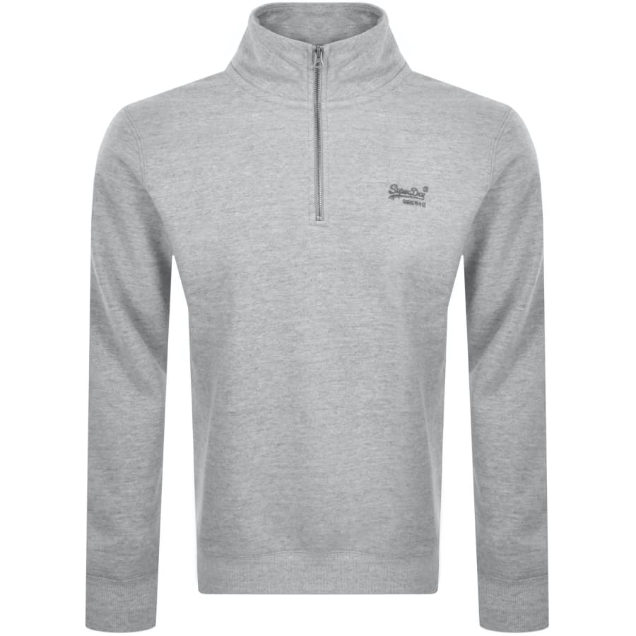 Image number 1 for Superdry Essential Logo Henley Sweatshirt Grey