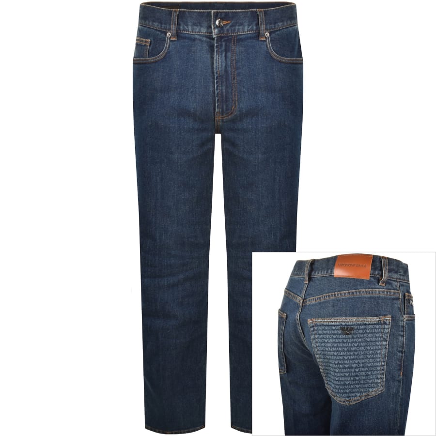 Image number 1 for Emporio Armani J76 Straight Fit Jeans Blue Denim