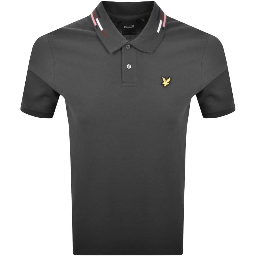 Image number 1 for Lyle And Scott Striped Tipped Polo T Shirt Grey