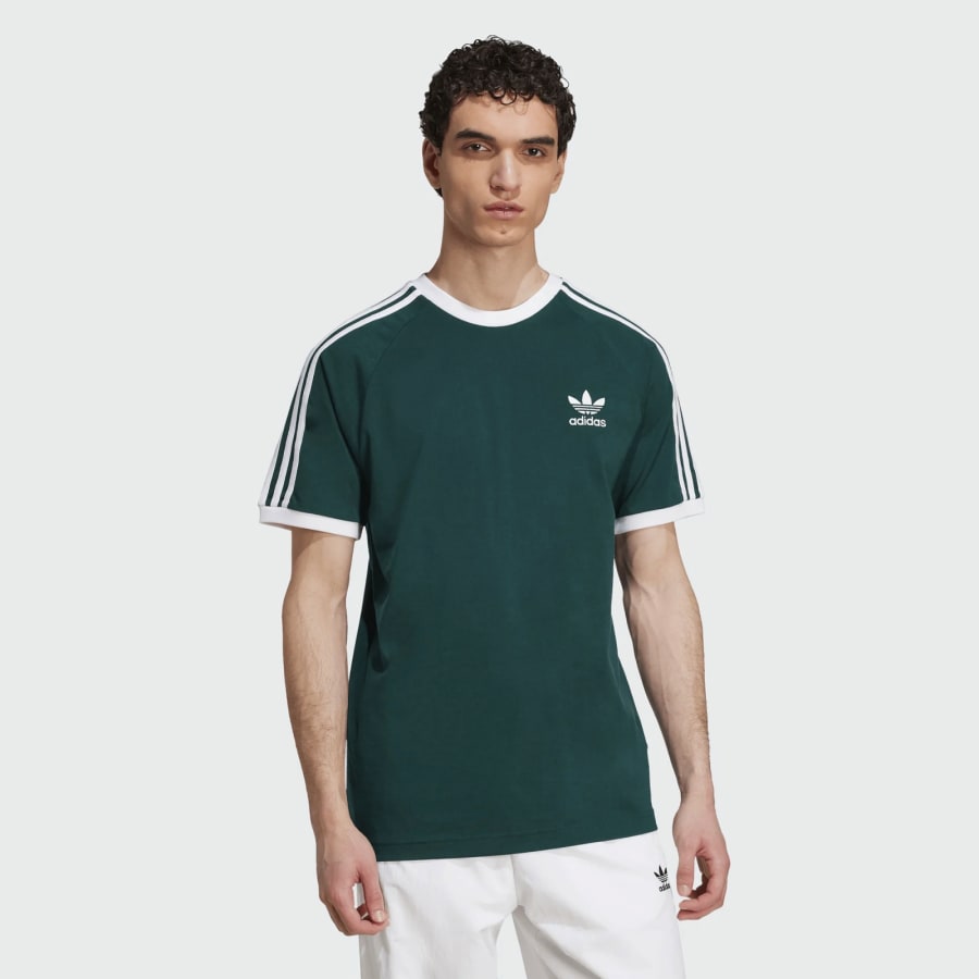 Image number 5 for adidas 3 Stripe T Shirt Green