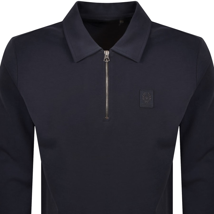 Image number 2 for Belstaff Curator Collared Sweatshirt Navy