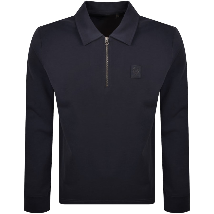Image number 1 for Belstaff Curator Collared Sweatshirt Navy