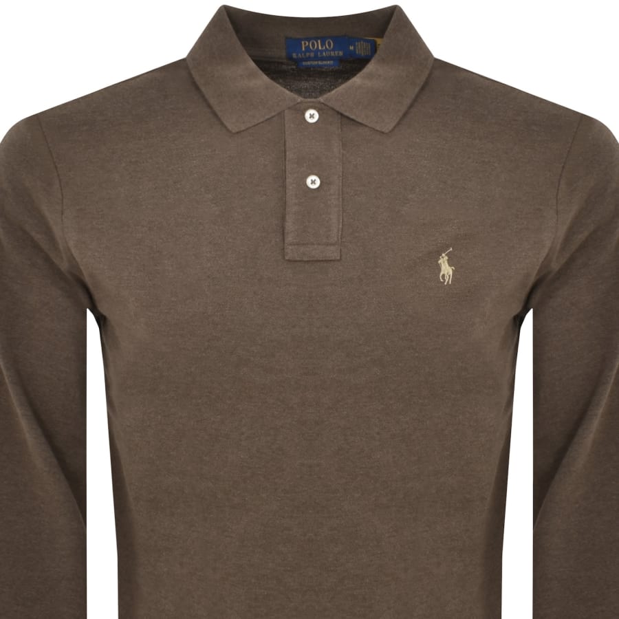 Image number 2 for Ralph Lauren Long Sleeved Polo T Shirt Brown