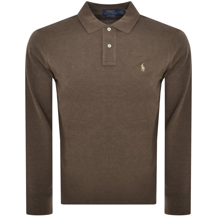 Image number 1 for Ralph Lauren Long Sleeved Polo T Shirt Brown
