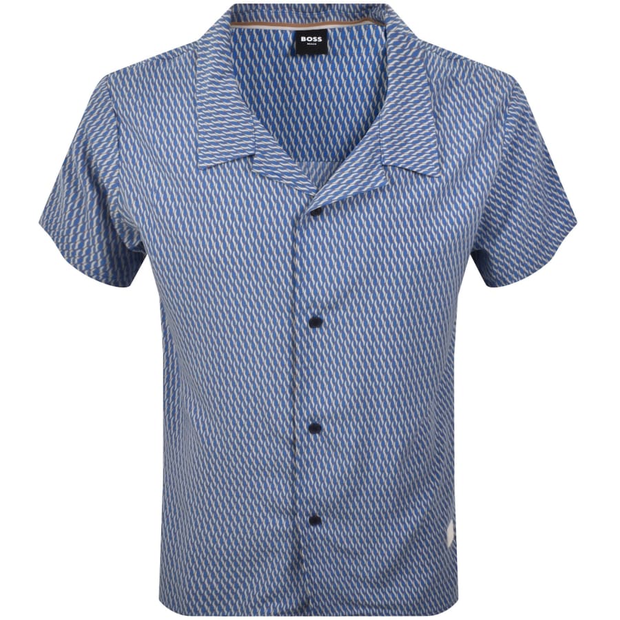 Image number 1 for BOSS Short Sleeve Beach Shirt Bright Blue