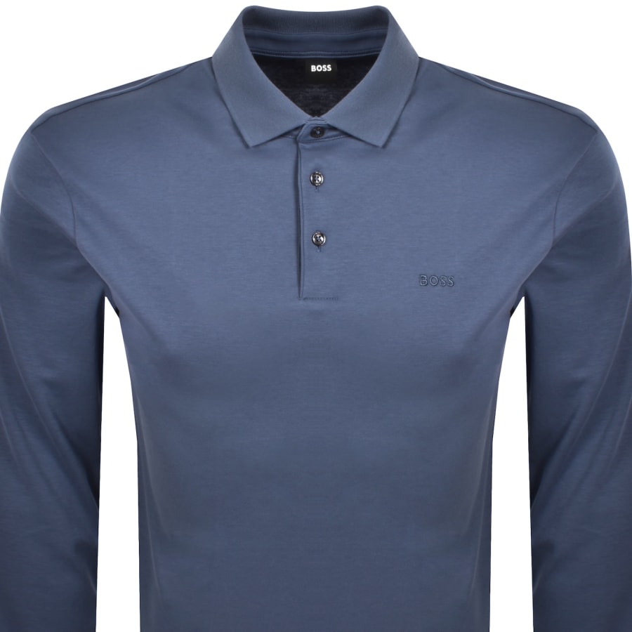 Image number 2 for BOSS Pado 30 Long Sleeved Polo T Shirt Blue