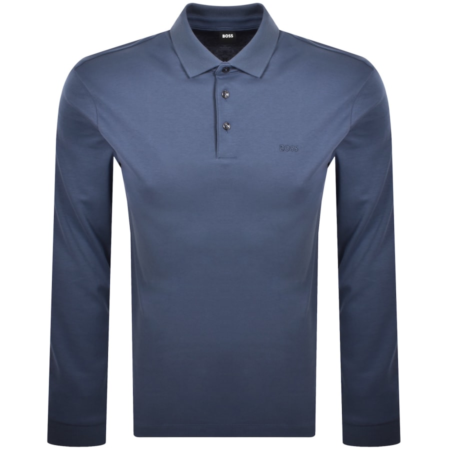 Image number 1 for BOSS Pado 30 Long Sleeved Polo T Shirt Blue