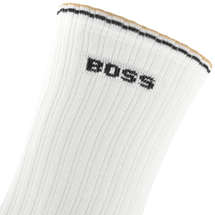 Image number 3 for BOSS 3 Pack Quarter Length Rib Socks White
