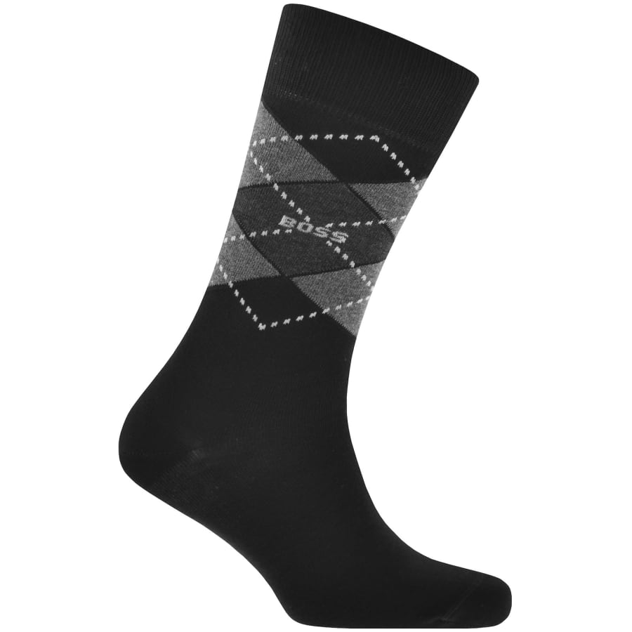 Image number 2 for BOSS 2 Pack Argyle Crew Socks Black