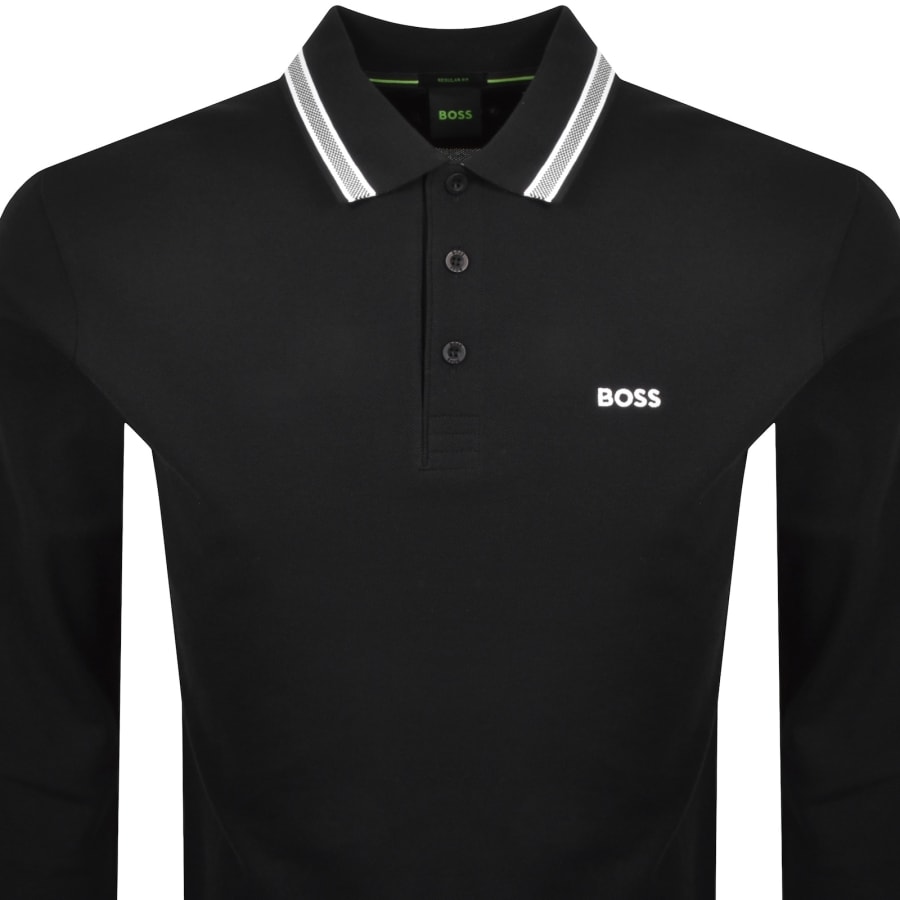 Image number 2 for BOSS Plisy Long Sleeve Polo T Shirt Black