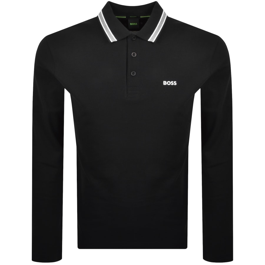 Image number 1 for BOSS Plisy Long Sleeve Polo T Shirt Black
