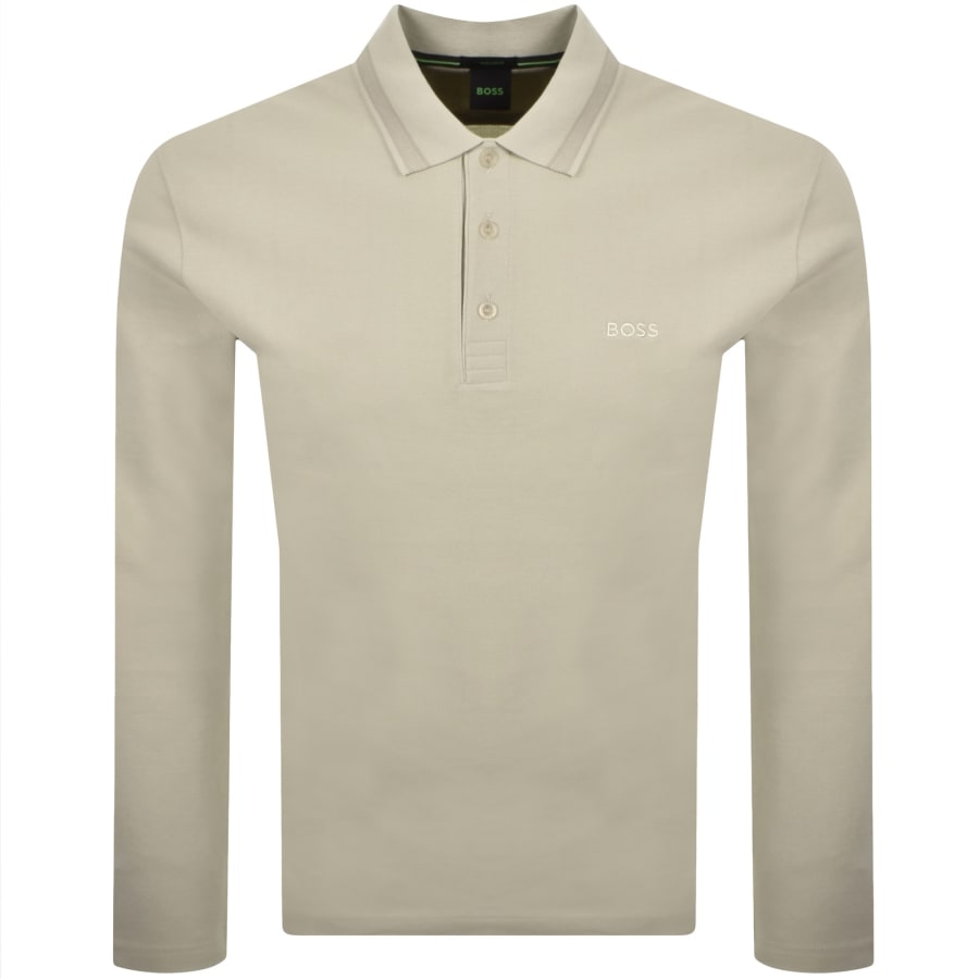 Image number 1 for BOSS Plisy Long Sleeve Polo T Shirt Beige