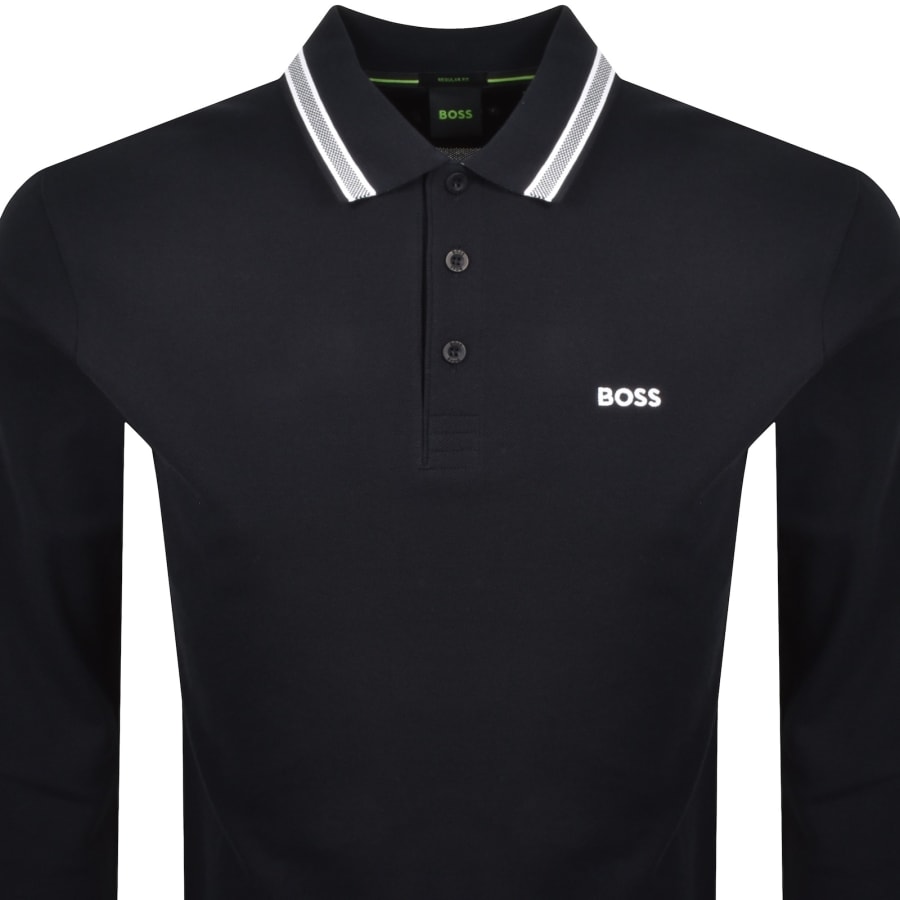 Image number 2 for BOSS Plisy Long Sleeve Polo Dark Blue