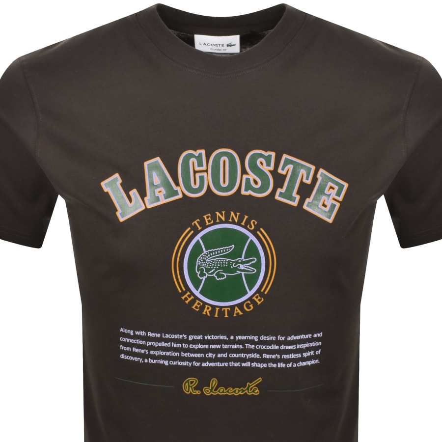Image number 2 for Lacoste Crew Neck T Shirt Brown