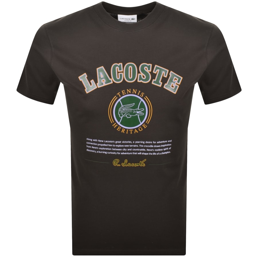 Image number 1 for Lacoste Crew Neck T Shirt Brown