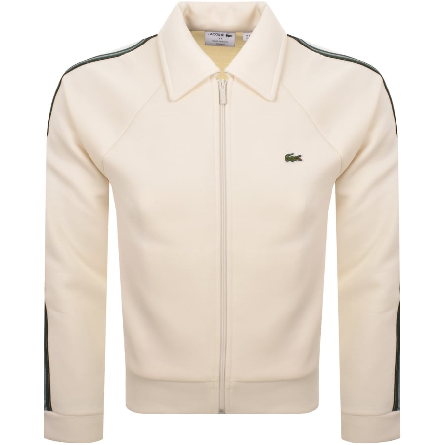 Image number 2 for Lacoste Full Zip Collared Tracksuit Top Cream
