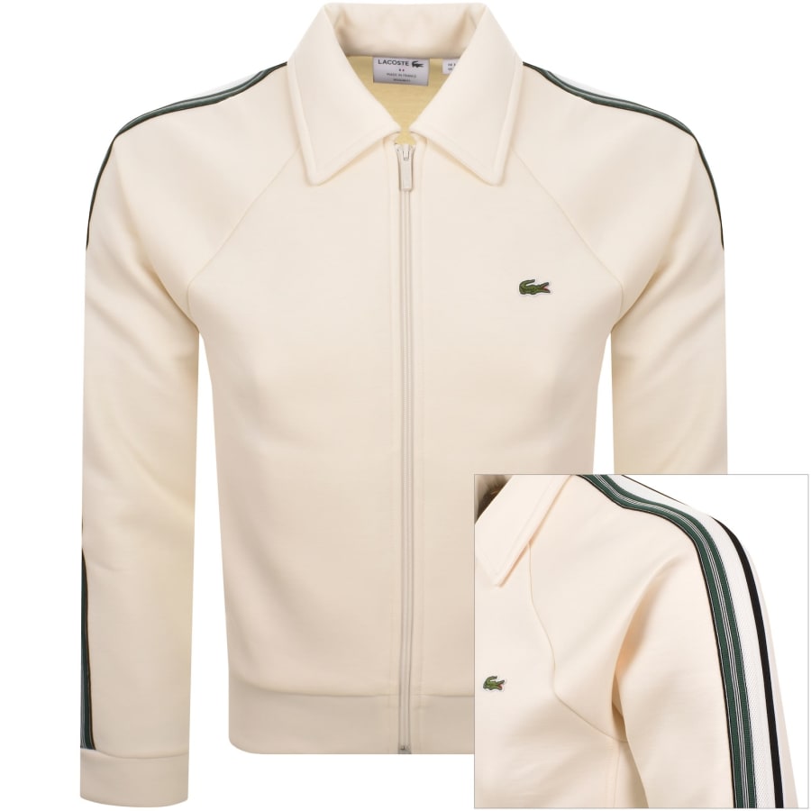 Image number 1 for Lacoste Full Zip Collared Tracksuit Top Cream