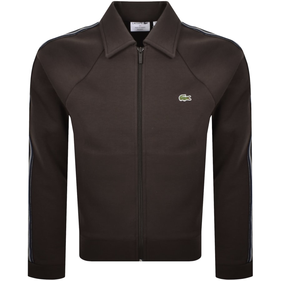 Image number 2 for Lacoste Full Zip Collared Tracksuit Top Brown
