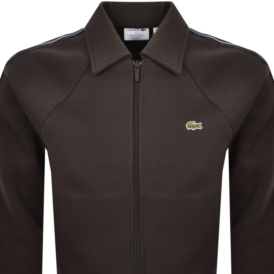 Image number 3 for Lacoste Full Zip Collared Tracksuit Top Brown