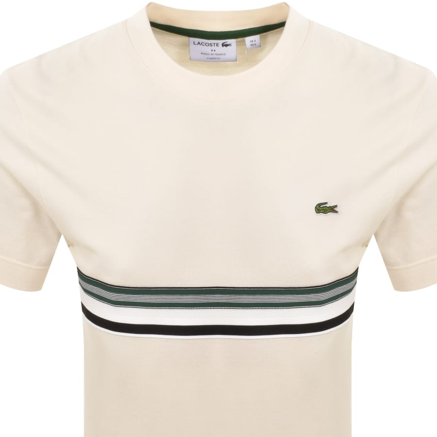 Image number 2 for Lacoste Block Stripe T Shirt Cream