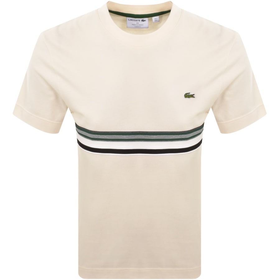 Image number 1 for Lacoste Block Stripe T Shirt Cream