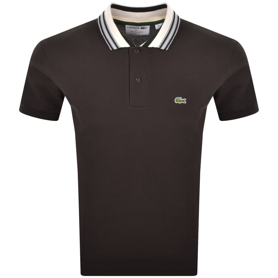 Image number 1 for Lacoste Contrast Collar Polo T Shirt Brown