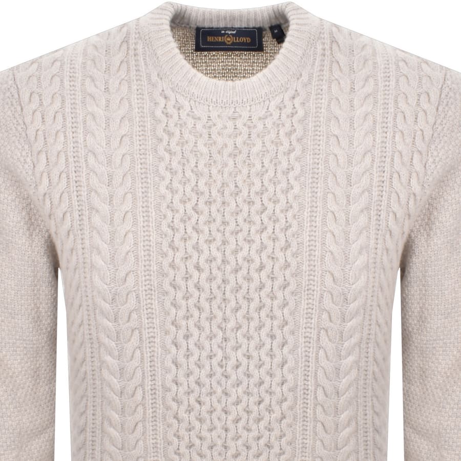 Image number 3 for Henri Lloyd Cable Knit Jumper Grey