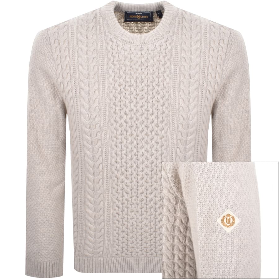 Image number 1 for Henri Lloyd Cable Knit Jumper Grey