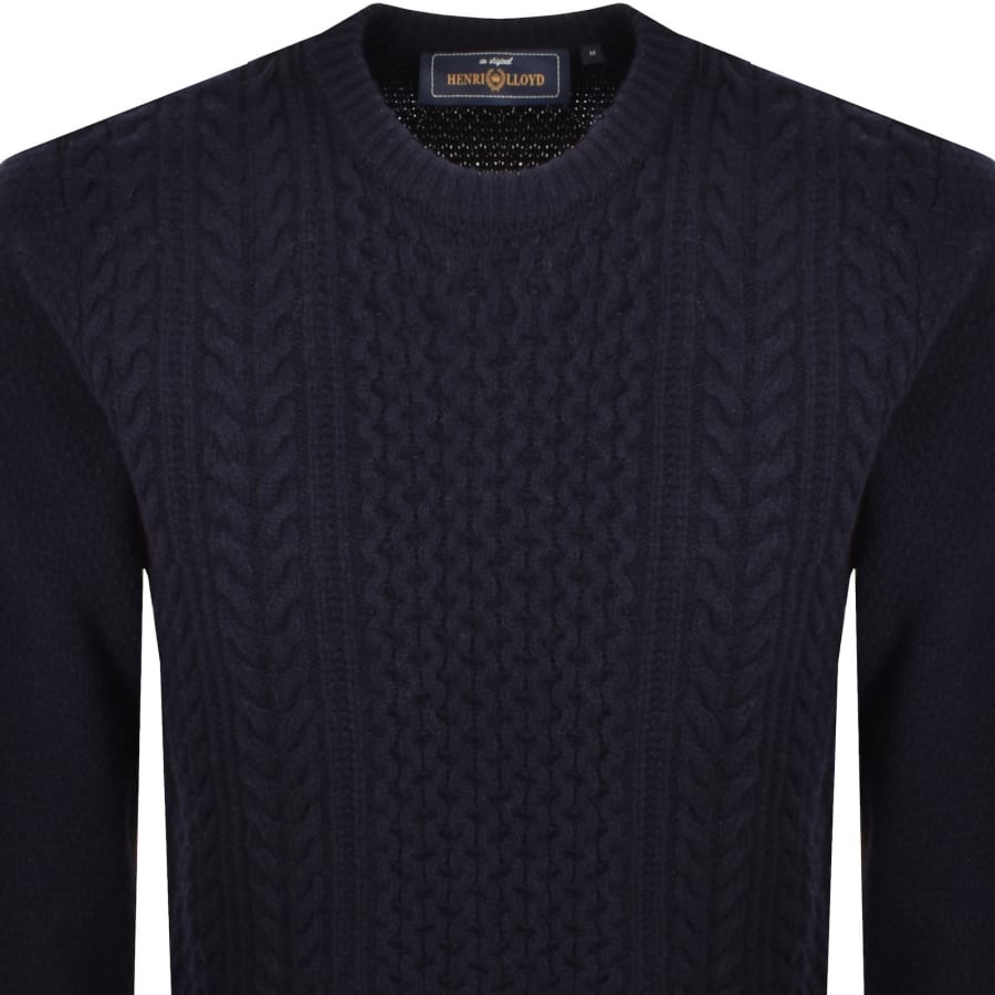 Image number 3 for Henri Lloyd Cable Knit Jumper Navy