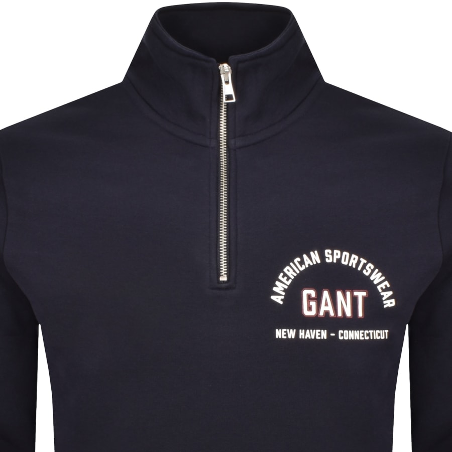 Image number 2 for Gant Graphic Half Zip Sweatshirt Navy