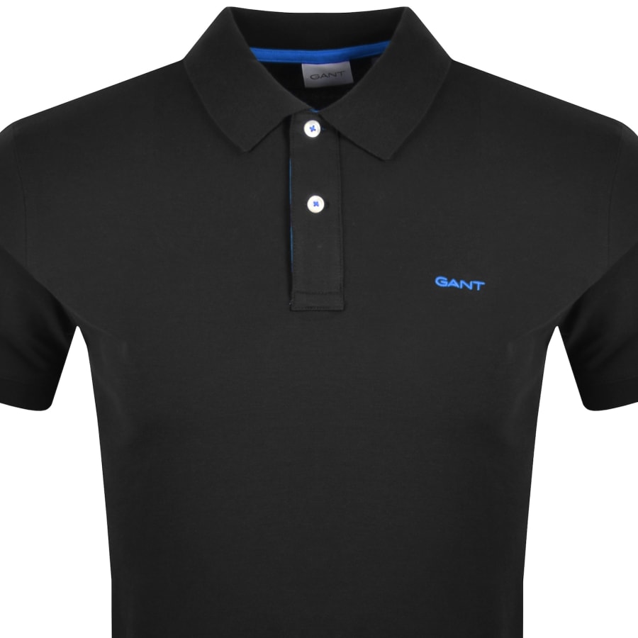 Image number 2 for Gant Collar Contrast Rugger Polo T Shirt Black