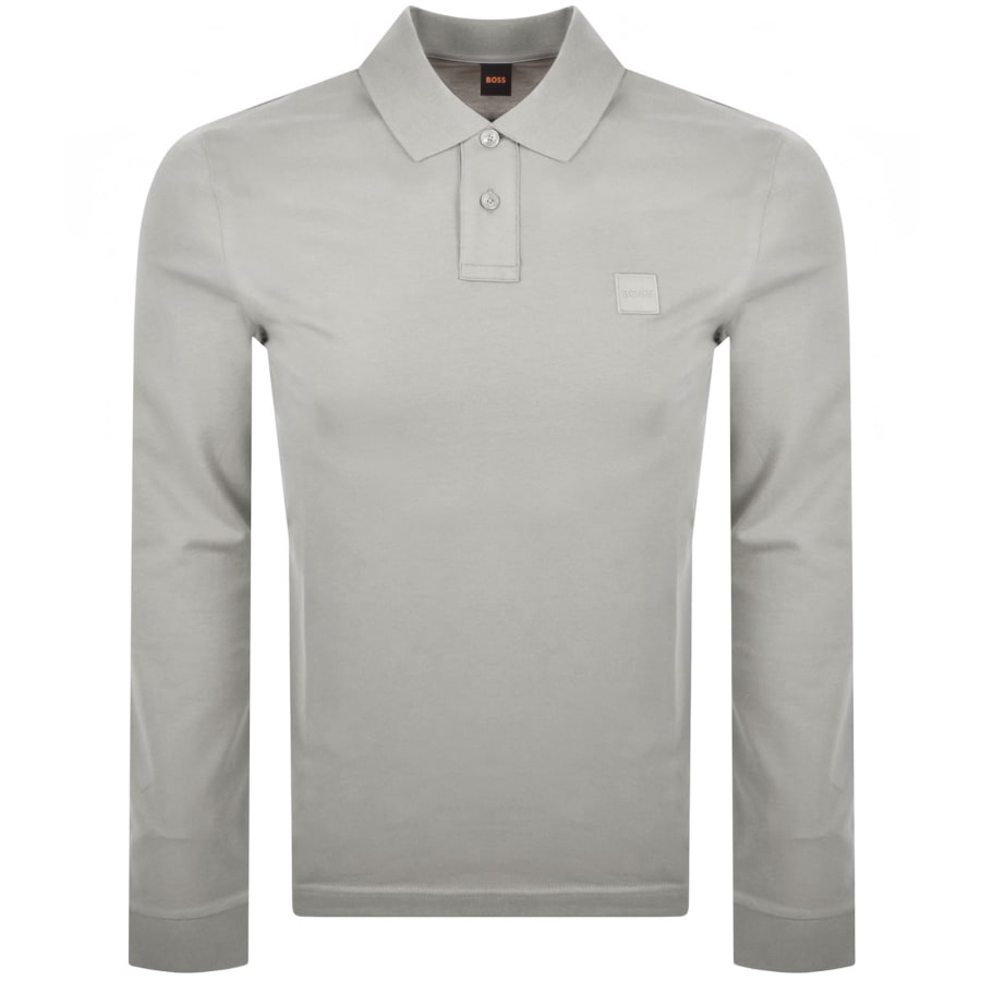 Image number 1 for BOSS Long Sleeve Passerby Polo T Shirt Grey