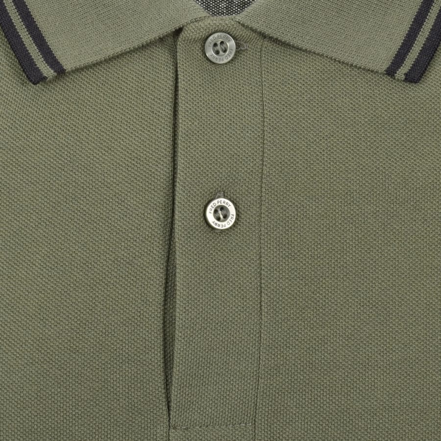 Image number 4 for Fred Perry Long Sleeved Polo T Shirt Green