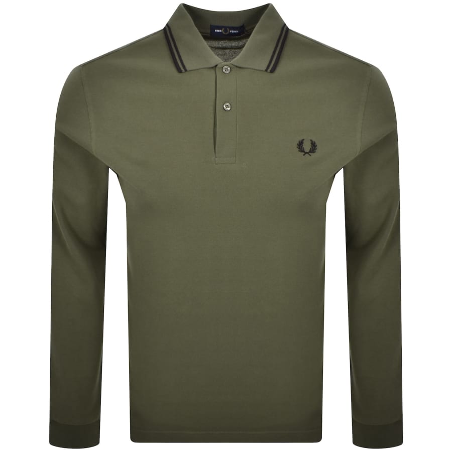 Image number 1 for Fred Perry Long Sleeved Polo T Shirt Green