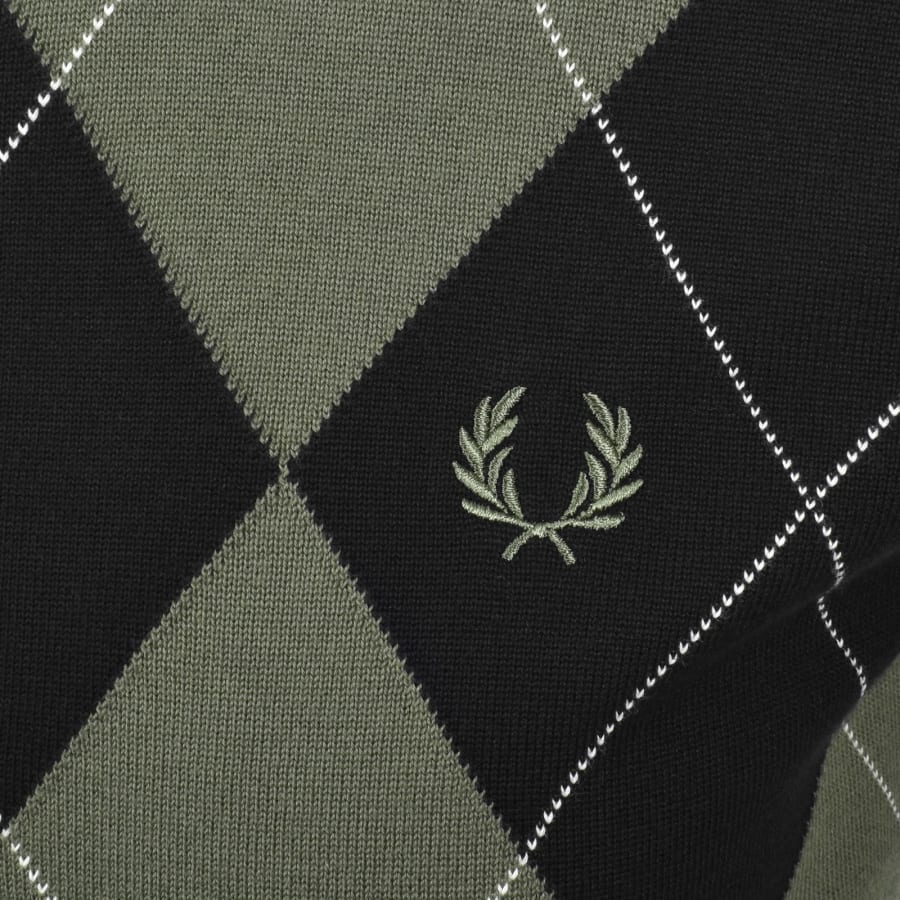 Image number 3 for Fred Perry Argyle Knit Polo Black