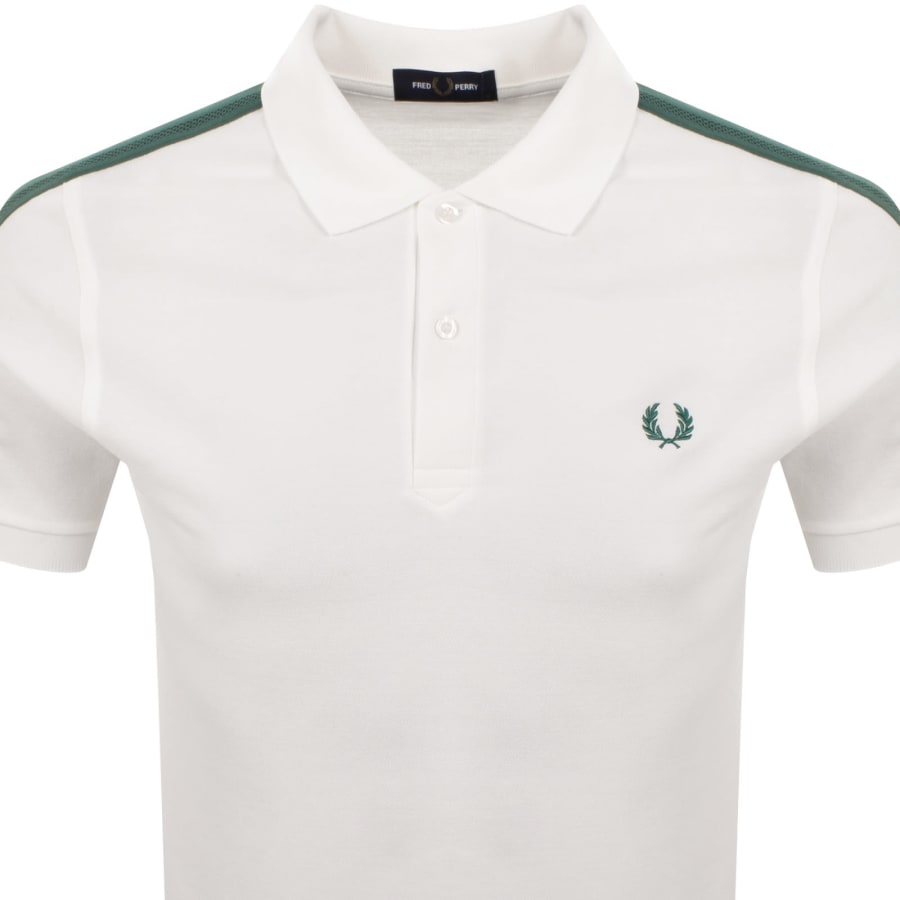 Image number 2 for Fred Perry Mesh Taped Polo Shirt White