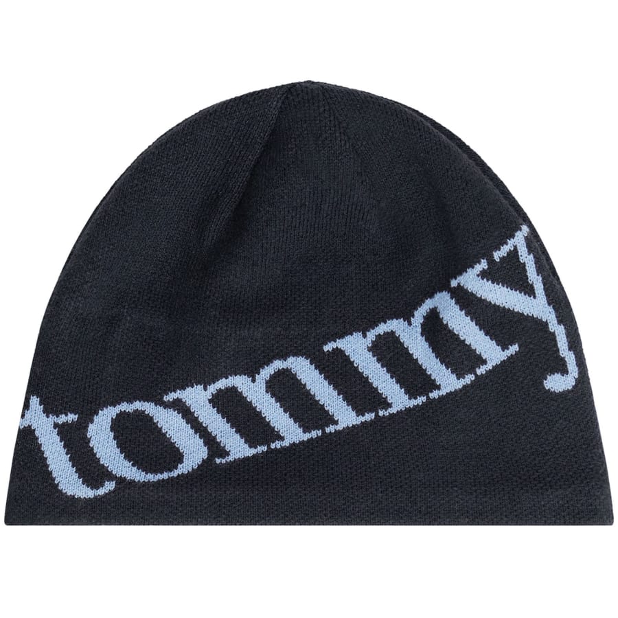 Image number 1 for Tommy Jeans Script Skull Beanie Hat Navy