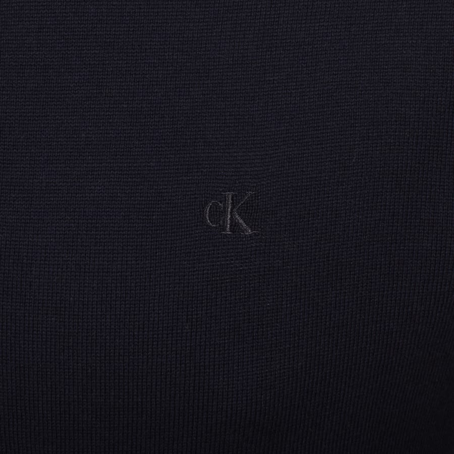 Image number 3 for Calvin Klein Merino Wool Zip Neck Jumper Navy