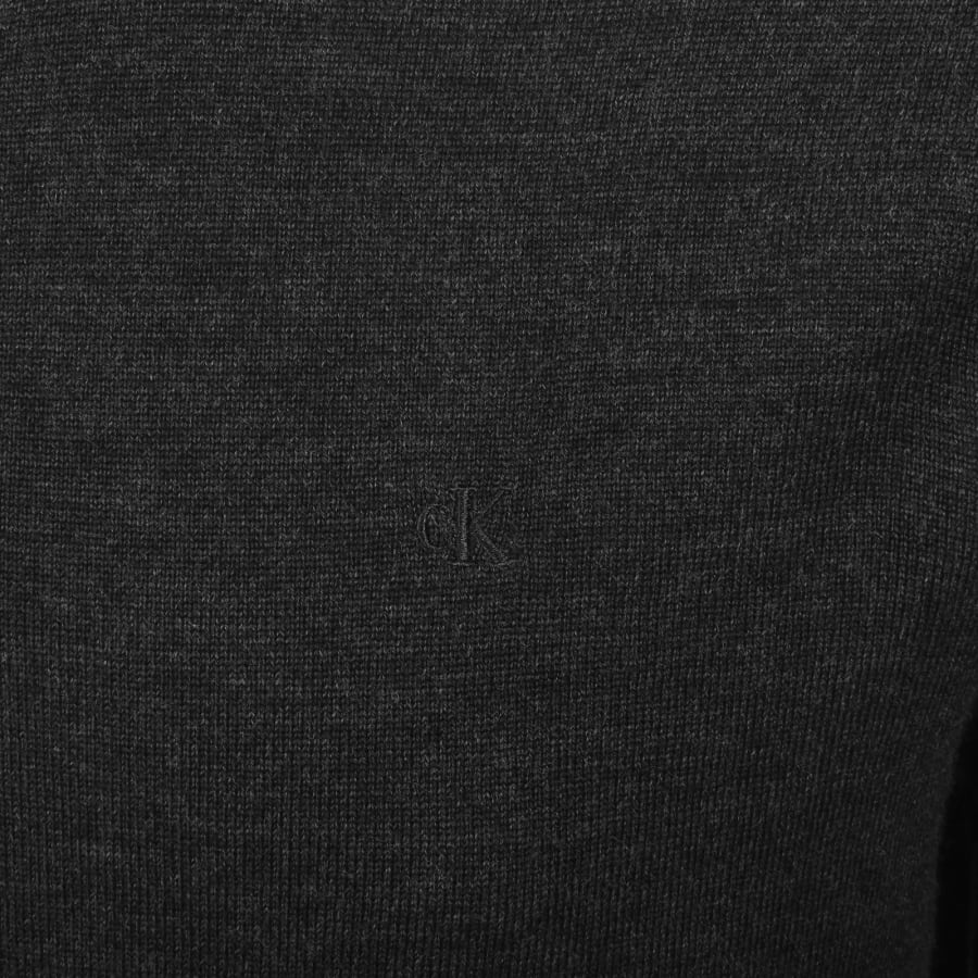 Image number 3 for Calvin Klein Merino Wool Zip Neck Jumper Grey