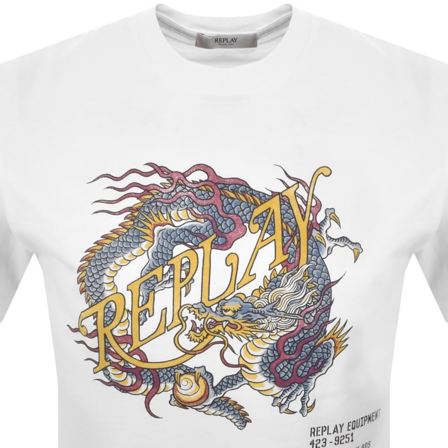 Image number 2 for Replay Dragon Graphic T Shirt White