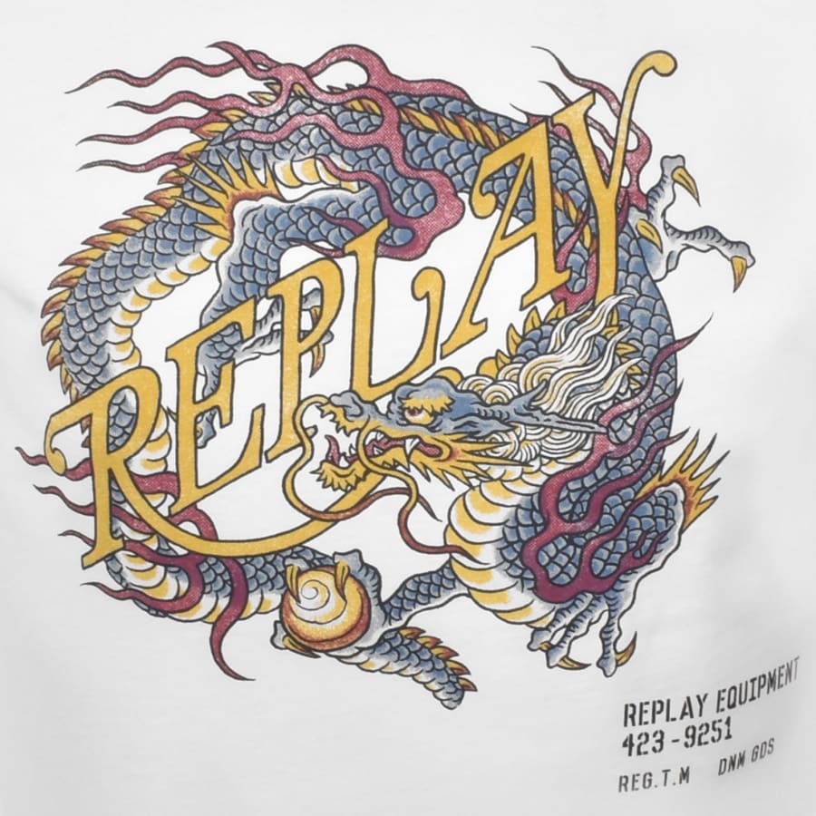 Image number 3 for Replay Dragon Graphic T Shirt White