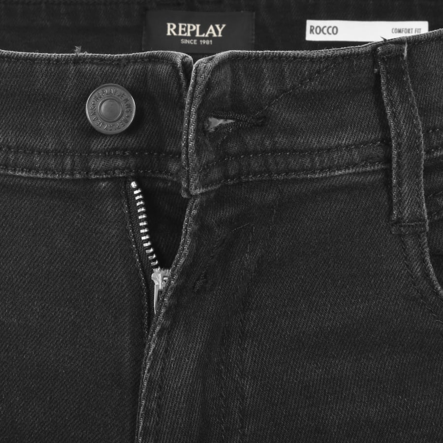 Image number 5 for Replay Comfort Fit Rocco Jeans Dark Wash Black